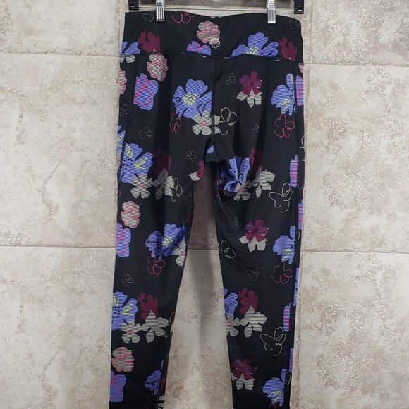 Capri Floral Moisture Wicking Pro Player Leggings Yoga Pants Ladies Sz M Pockets - Picture 3 of 6
